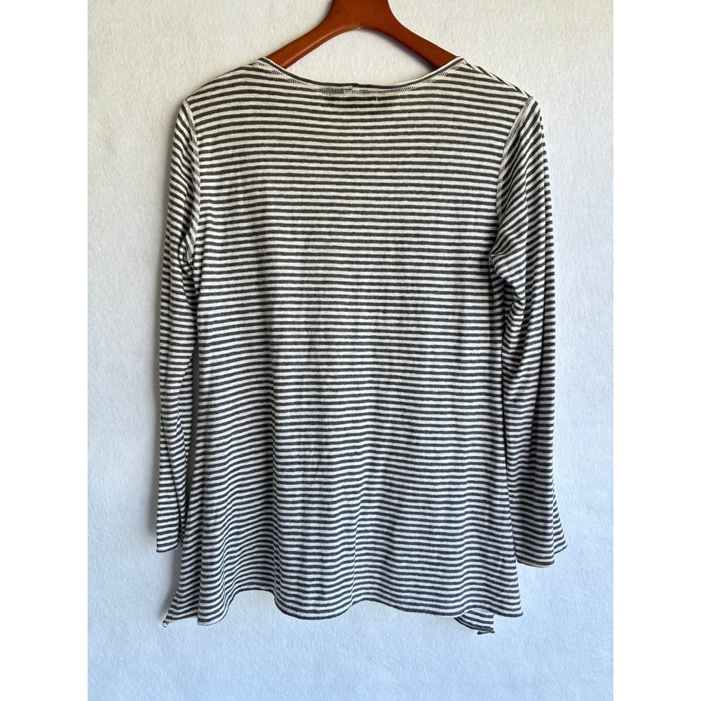 Cut Loose Womens Medium Striped Linen Blend Tunic Top Grey White Made in USA - Picture 5 of 5